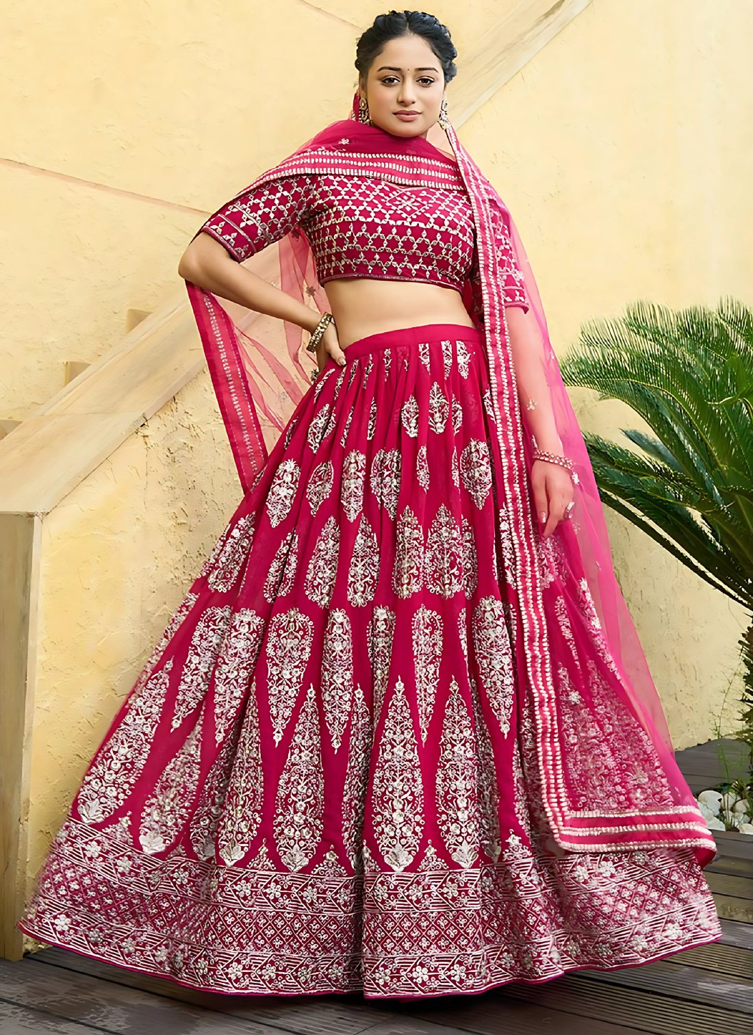 Lehenga Mart Designer Wedding Lehenga Choli For Women - Cherry Red - Distacart