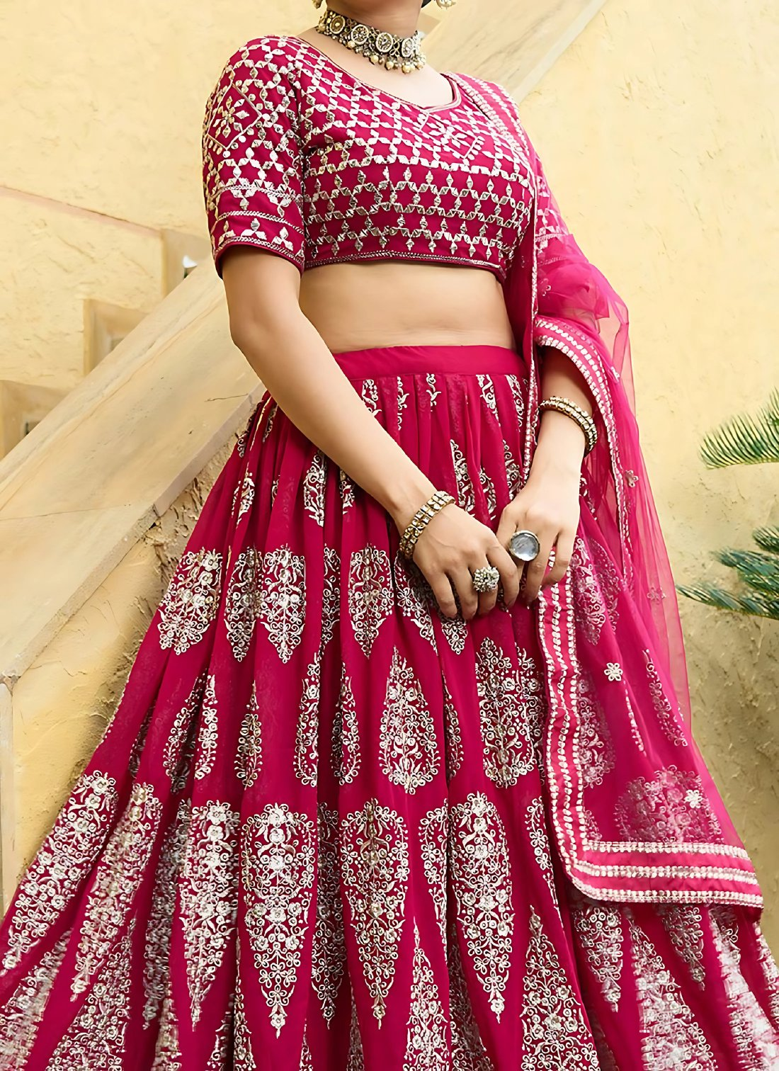 Lehenga Mart Designer Wedding Lehenga Choli For Women - Cherry Red - Distacart