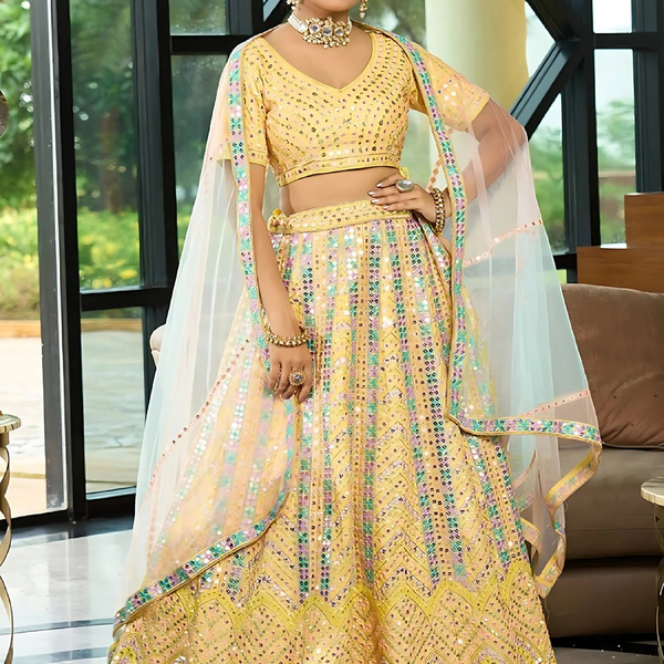 Lehenga Mart Designer Wedding Lehenga Choli For Women - Yellow - Distacart