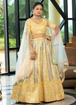 Thumbnail for Lehenga Mart Designer Wedding Lehenga Choli For Women - Yellow - Distacart