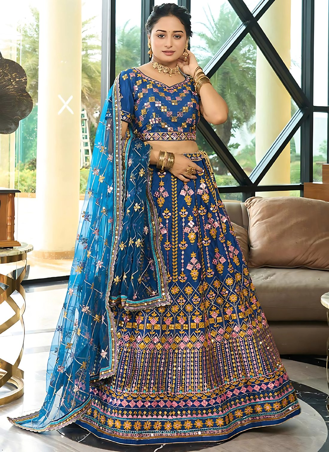 Lehenga Mart Designer Wedding Lehenga Choli For Women - Blue - Distacart