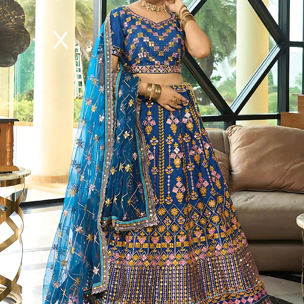 Lehenga Mart Designer Wedding Lehenga Choli For Women - Blue - Distacart