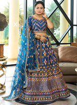 Thumbnail for Lehenga Mart Designer Wedding Lehenga Choli For Women - Blue - Distacart