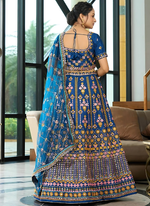 Thumbnail for Lehenga Mart Designer Wedding Lehenga Choli For Women - Blue - Distacart