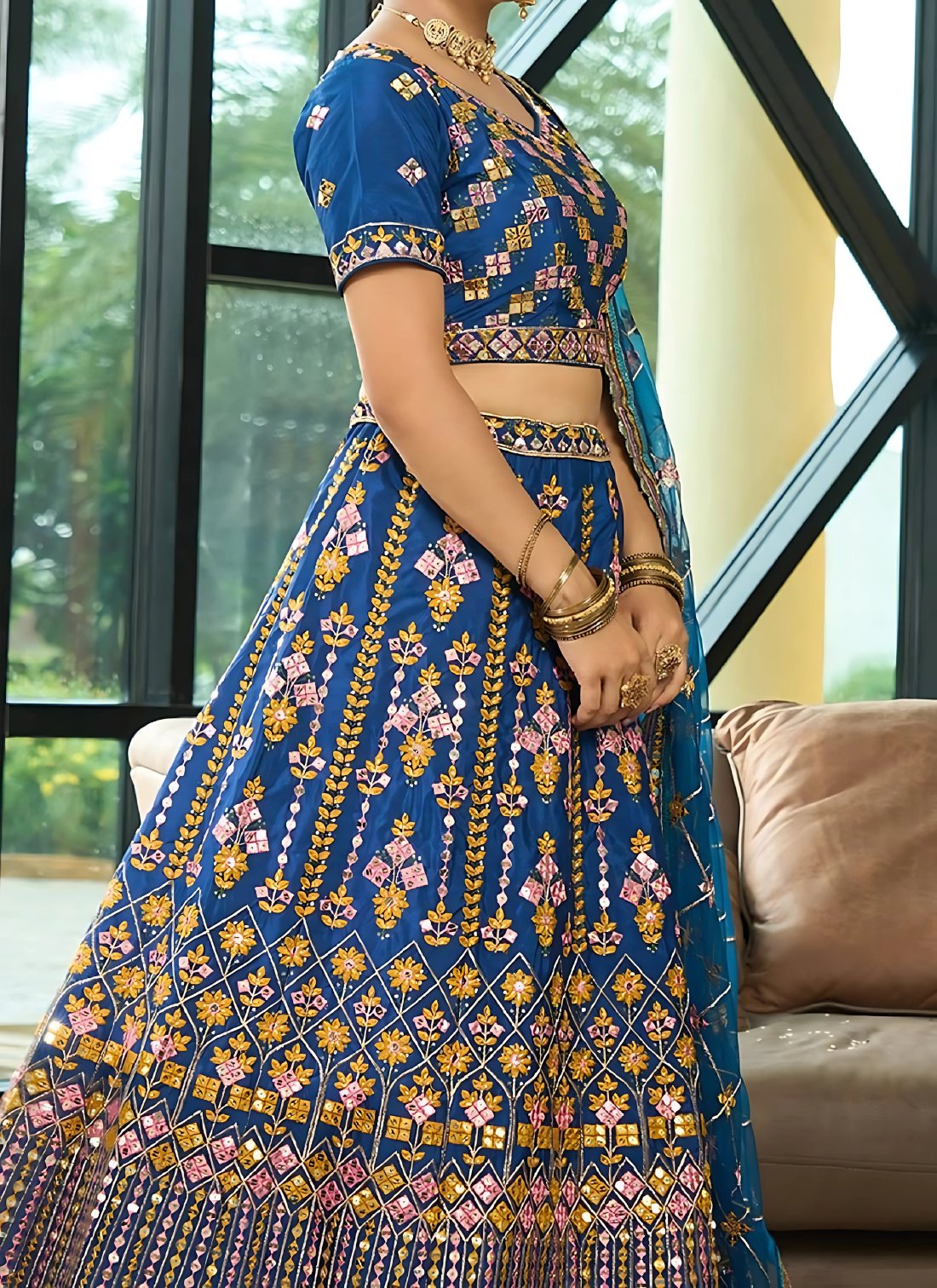 Lehenga Mart Designer Wedding Lehenga Choli For Women - Blue - Distacart