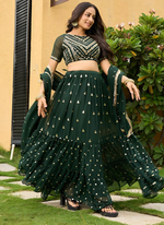 Thumbnail for Lehenga Mart Designer Wedding Lehenga Choli For Women - Green - Distacart