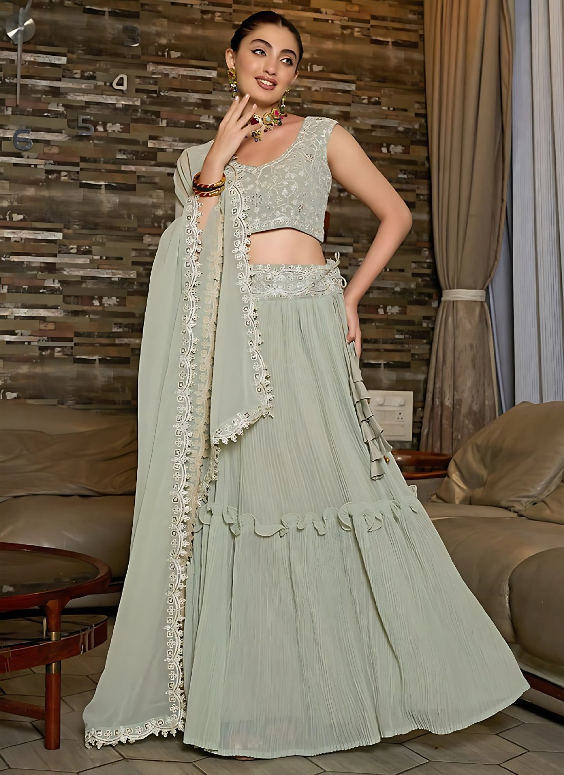 Lehenga Mart Designer Wedding Lehenga Choli For Women - Grey - Distacart