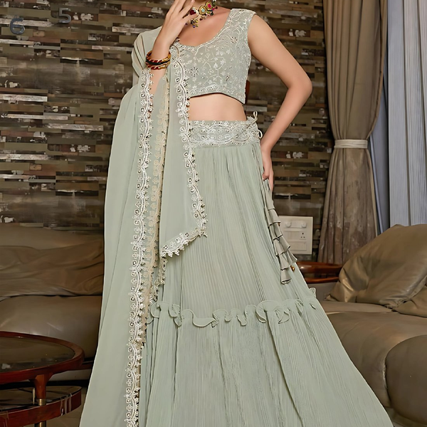 Lehenga Mart Designer Wedding Lehenga Choli For Women - Grey - Distacart