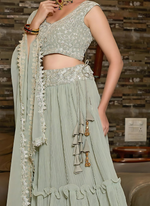 Thumbnail for Lehenga Mart Designer Wedding Lehenga Choli For Women - Grey - Distacart