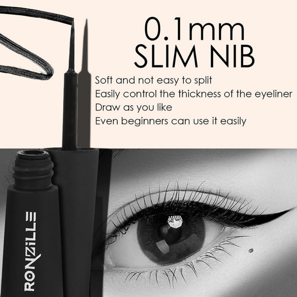 Ronzille Smudgeproof And Waterproof Liquid Matte Eyeliner - Black - Dista