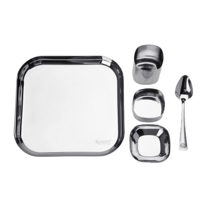 Sumeet Square Stainless Steel Heavy Gauge Mirror Finish Dinner Set - Dista