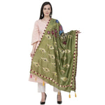Thumbnail for A R Silk Silk Peacock Multi Fancy Dupatta Color Mehendi Green Dupatta or Chunni