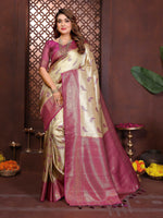 Thumbnail for Aastha Fashion Mustard Tissue Silk Weaving Saree - Distacart