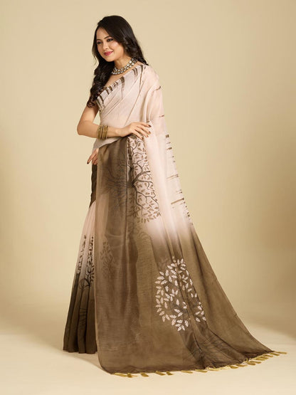 Aastha Fashion Multi Chanderi Cotton Silk Printed Saree - Distacart