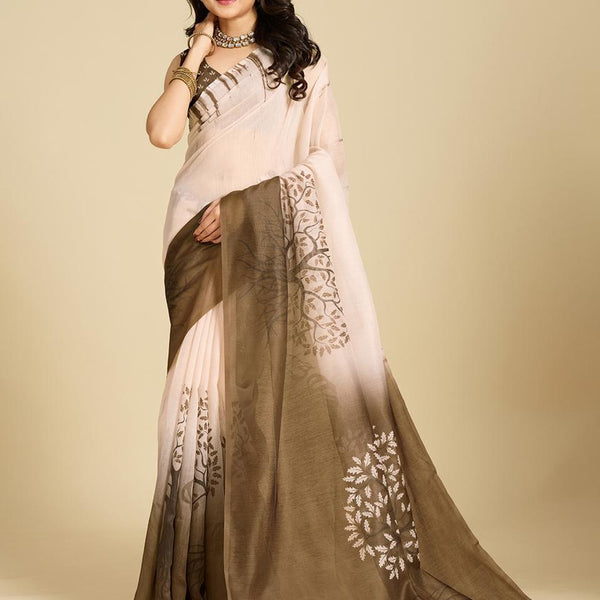 Aastha Fashion Multi Chanderi Cotton Silk Printed Saree - Distacart