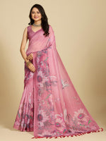 Thumbnail for Aastha Fashion Pink Chanderi Cotton Silk Printed Saree - Distacart