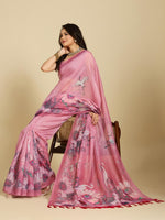 Thumbnail for Aastha Fashion Pink Chanderi Cotton Silk Printed Saree - Distacart