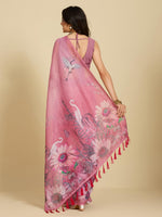 Thumbnail for Aastha Fashion Pink Chanderi Cotton Silk Printed Saree - Distacart