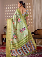 Thumbnail for Aastha Fashion Green Soft Lichi Silk Printed Saree - Distacart