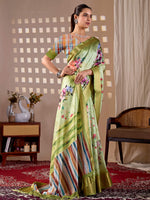 Thumbnail for Aastha Fashion Green Soft Lichi Silk Printed Saree - Distacart