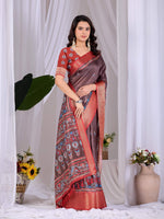 Thumbnail for Aastha Fashion Light Brown Soft Lichi Silk Printed Saree - Distacart