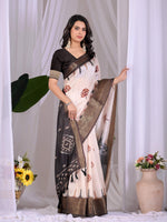 Thumbnail for Aastha Fashion Cream Soft Lichi Silk Printed Saree - Distacart