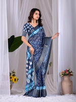 Thumbnail for Aastha Fashion Navy Blue Soft Lichi Silk Printed Saree - Distacart