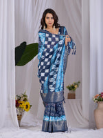 Thumbnail for Aastha Fashion Navy Blue Soft Lichi Silk Printed Saree - Distacart