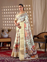 Thumbnail for Aastha Fashion Cream Soft Lichi Silk Printed Saree - Distacart