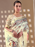 Thumbnail for Aastha Fashion Cream Soft Lichi Silk Printed Saree - Distacart