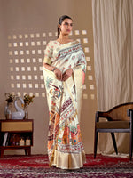 Thumbnail for Aastha Fashion Cream Soft Lichi Silk Printed Saree - Distacart