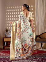 Thumbnail for Aastha Fashion Cream Soft Lichi Silk Printed Saree - Distacart