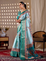 Thumbnail for Aastha Fashion Aqua Soft Lichi Silk Printed Saree - Distacart
