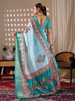 Thumbnail for Aastha Fashion Aqua Soft Lichi Silk Printed Saree - Distacart