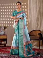 Thumbnail for Aastha Fashion Aqua Soft Lichi Silk Printed Saree - Distacart