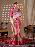 Thumbnail for Aastha Fashion Pink Soft Lichi Silk Printed Saree - Distacart