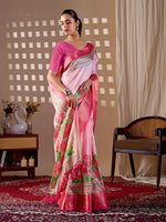 Thumbnail for Aastha Fashion Pink Soft Lichi Silk Printed Saree - Distacart