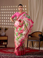 Thumbnail for Aastha Fashion Pink Soft Lichi Silk Printed Saree - Distacart