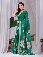 Thumbnail for Aastha Fashion Green Soft Linen Cotton Printed Saree - Distacart