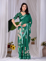 Thumbnail for Aastha Fashion Green Soft Linen Cotton Printed Saree - Distacart