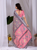 Thumbnail for Aastha Fashion Pink Soft Linen Cotton Printed Saree - Distacart
