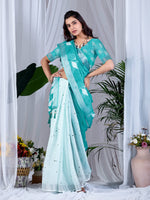 Thumbnail for Aastha Fashion See Green Soft Linen Cotton Printed Saree - Distacart