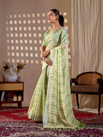 Thumbnail for Aastha Fashion Pista Soft Linen Cotton Printed Saree - Distacart