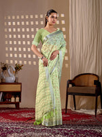 Thumbnail for Aastha Fashion Pista Soft Linen Cotton Printed Saree - Distacart