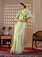 Thumbnail for Aastha Fashion Pista Soft Linen Cotton Printed Saree - Distacart