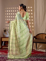 Thumbnail for Aastha Fashion Pista Soft Linen Cotton Printed Saree - Distacart