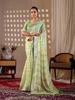 Thumbnail for Aastha Fashion Pista Soft Linen Cotton Printed Saree - Distacart
