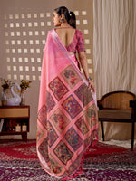 Thumbnail for Aastha Fashion Pink Soft Linen Cotton Printed Saree - Distacart