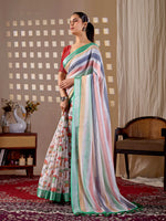 Thumbnail for Aastha Fashion Multi Soft Linen Cotton Printed Saree - Distacart