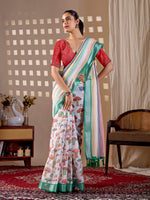 Thumbnail for Aastha Fashion Multi Soft Linen Cotton Printed Saree - Distacart